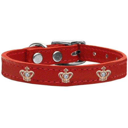 MIRAGE PET PRODUCTS Gold Crown Widget Genuine LeaTher Dog CollarRed Size 10 83-48 Rd10